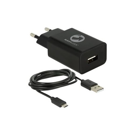 Tragant - Síťový adaptér - 12 Watt - 2.4 A (USB) - na kabelu: Micro-USB - černá
