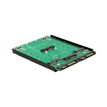 Delock Converter 2 x SATA 22 pin Dualport 2 x M.2 / 2 x mSATA - Řadič úložiště - mSATA, M.2 - M.2 Card / mSATA - SATA 6Gb/s