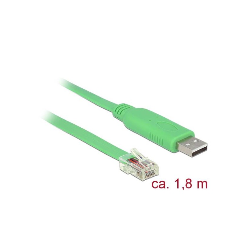 Delock - USB / sériový kabel - USB (M) do RJ-45 (M) - 1.8 m - zelená