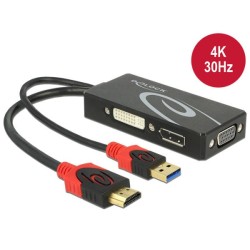 Delock - Nástroj pro převod videa - HDMI - DVI, DisplayPort, VGA - černá - maloobchod