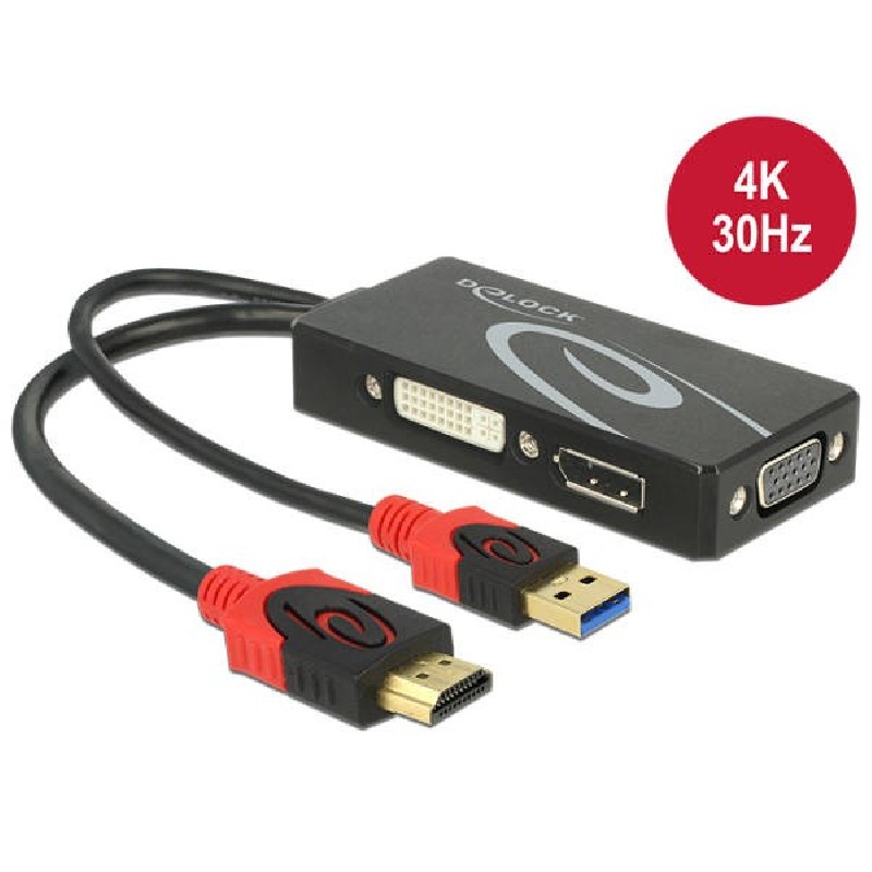 Delock - Nástroj pro převod videa - HDMI - DVI, DisplayPort, VGA - černá - maloobchod