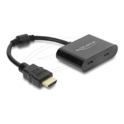 Delock - Kabel adaptéru - HDMI s piny (male) do USB-C se zdírkami (female) - 18 cm - cerná - podpora HDR, podpora režimu DP