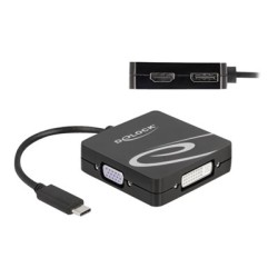 Delock - High Speed - video adaptér - jeden spoj - 24 pin USB-C s piny (male) do 15 pin D-Sub (DB-15), DVI-I, HDMI, DisplayPort