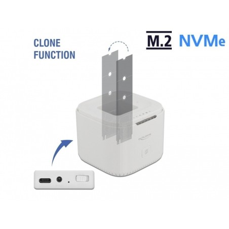 Delock - Dokovací stanice HDD - oddílů: 2 - M.2 - M.2 NVMe Card - USB 3.2 (Gen 2) - bílá