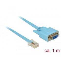 Delock Adapter RS-232 DB9 female 1 x Serial RS-232 RJ45 male - Sériový kabel - DB-9 (F) šroubovací do RJ-45 (M) - 1 m - modrá