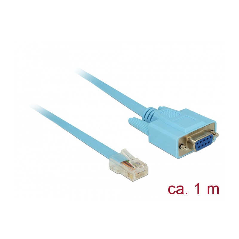 Delock Adapter RS-232 DB9 female 1 x Serial RS-232 RJ45 male - Sériový kabel - DB-9 (F) šroubovací do RJ-45 (M) - 1 m - modrá