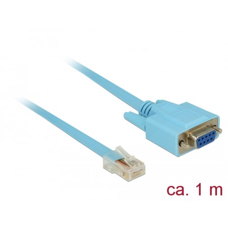 Delock Adapter RS-232 DB9 female 1 x Serial RS-232 RJ45 male - Sériový kabel - DB-9 (F) šroubovací do RJ-45 (M) - 1 m - modrá