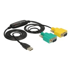 Delock Adapter USB 2.0 Type-A 2 x Serial DB9 RS-232 - USB / sériový kabel - USB (M) do DB-9 (M) - 1.5 m - křídlové šrouby