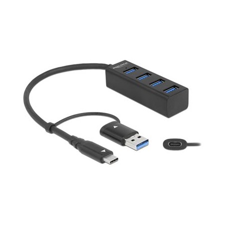 Delock - Rozbočovač - 4 x USB 3.2 Gen 1 + 1 x USB-C 3.2 Gen 1 - desktop