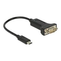 Delock - USB / sériový kabel - 24 pin USB-C (M) do DB-9 (M) - 15 cm - černá
