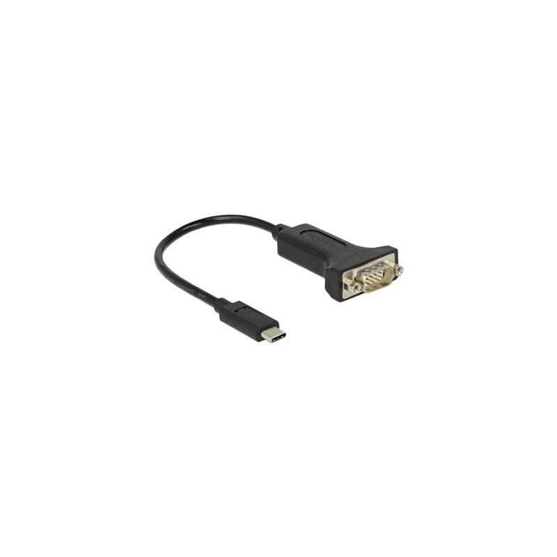 Delock - USB / sériový kabel - 24 pin USB-C (M) do DB-9 (M) - 15 cm - černá