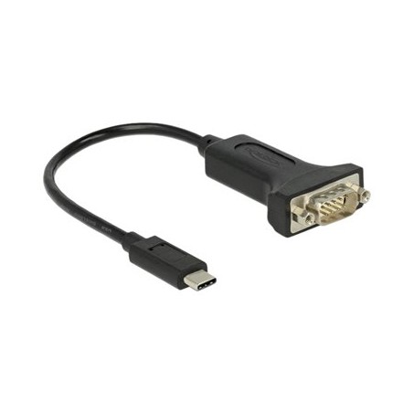 Delock - USB / sériový kabel - 24 pin USB-C (M) do DB-9 (M) - 15 cm - černá