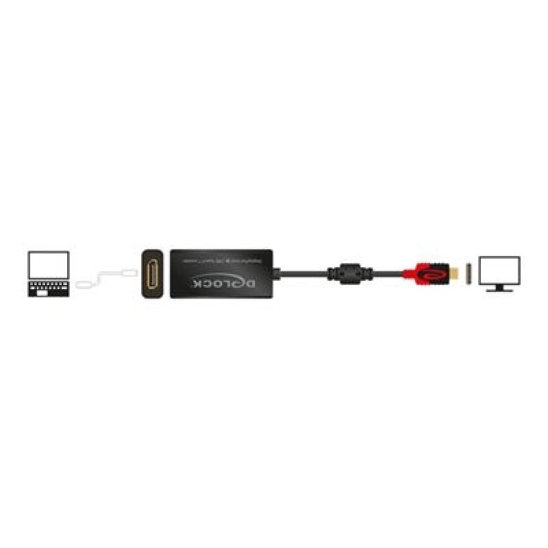 Delock - Thunderbolt adaptér - 24 pin USB-C (M) do DisplayPort (F) - 20 cm - černá