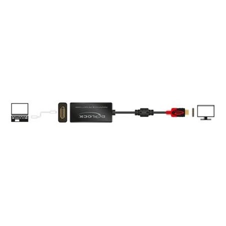 Delock - Thunderbolt adaptér - 24 pin USB-C (M) do DisplayPort (F) - 20 cm - černá