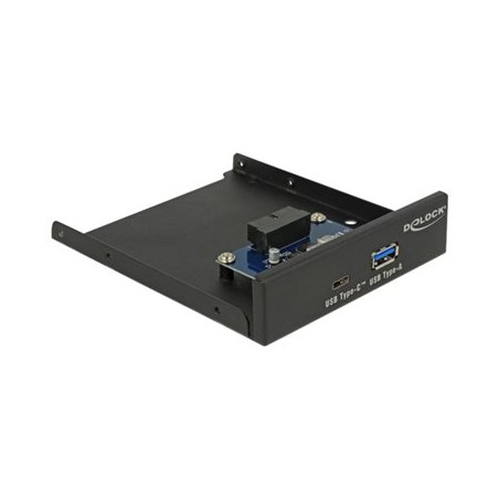 Delock 3.5" USB 3.1 Gen 1 Front Panel 1 x USB Type-C + 1 x USB Typ-A - Panel portů úložiště - USB-C, USB 3.1 Gen 1 - černá