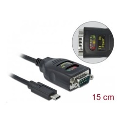 Delock Adapter USB Type-C to 1 x Serial RS-232 DB9 with 15 kV ESD protection - Sériový adaptér - USB-C - RS-232 x 1 - černá