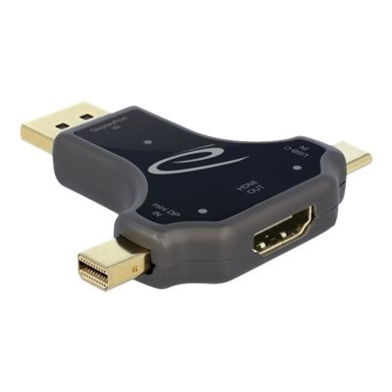 Delock - Video adaptér - USB-C, Mini DisplayPort, DisplayPort s piny (male) do HDMI se zdířkami (female) - antracit - podporuje