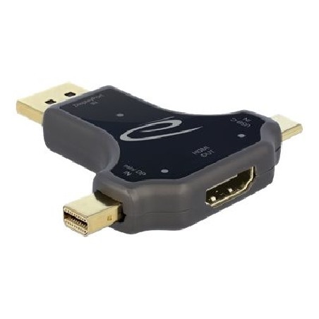 Delock - Video adaptér - USB-C, Mini DisplayPort, DisplayPort s piny (male) do HDMI se zdířkami (female) - antracit - podporuje