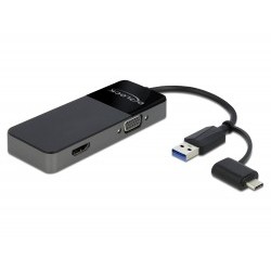 Delock Adapter USB 3.0 to 4K HDMI + VGA - Kabel adaptéru - USB typ A, USB-C s piny (male) do HD-15 (VGA), HDMI se zdířkami
