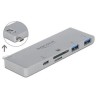 Delock 3 Port Hub and 2 Slot Card Reader for MacBook with PD 3.0 and retractable USB Type-C Connection - Rozbočovač - 2 x USB