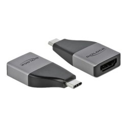 Delock - Video adaptér - HDMI se zdířkami (female) do 24 pin USB-C s piny (male) - šedá