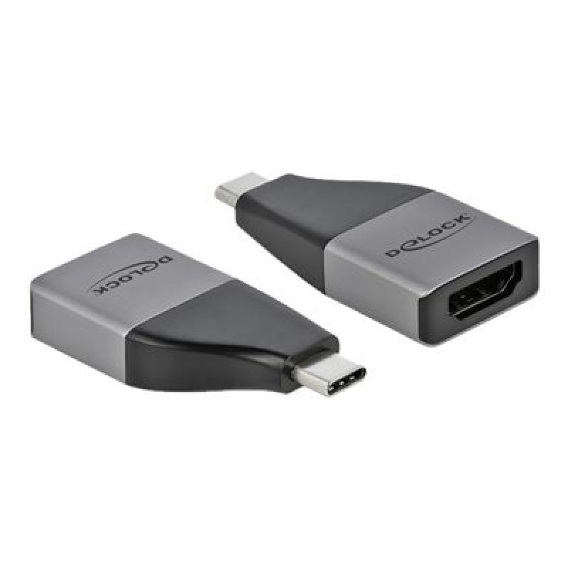 Delock - Video adaptér - HDMI se zdířkami (female) do 24 pin USB-C s piny (male) - šedá