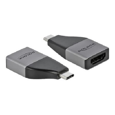 Delock - Video adaptér - HDMI se zdířkami (female) do 24 pin USB-C s piny (male) - šedá