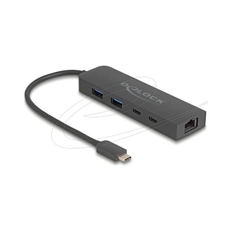 Delock - Rozbocovac - 1 x USB-C 3.2 Gen 2 + 1 x 100/1000/2.5G + 1 x USB-C 3.2 Gen 2 (power delivery) + 2 x USB 3.2 Gen 2