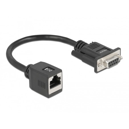 Delock - Sériový adaptér - DB-9 (F) do RJ-45 (F) - 20 cm - křídlové šrouby - černá