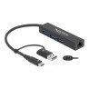 Delock - Rozbočovač - 3 x USB 3.2 Gen 1 + 1 x 10/100/1000 + 1 x USB-C 3.2 Gen 1 - desktop
