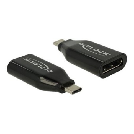 Delock - Video adaptér - 24 pin USB-C (M) do DisplayPort (F) - DisplayPort (Alt Mode) - podpora 4K60 Hz (3840 x 2160) - černá