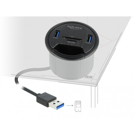 Delock - Rozbočovač - 2 x USB 3.2 Gen 1 - zapustitelný