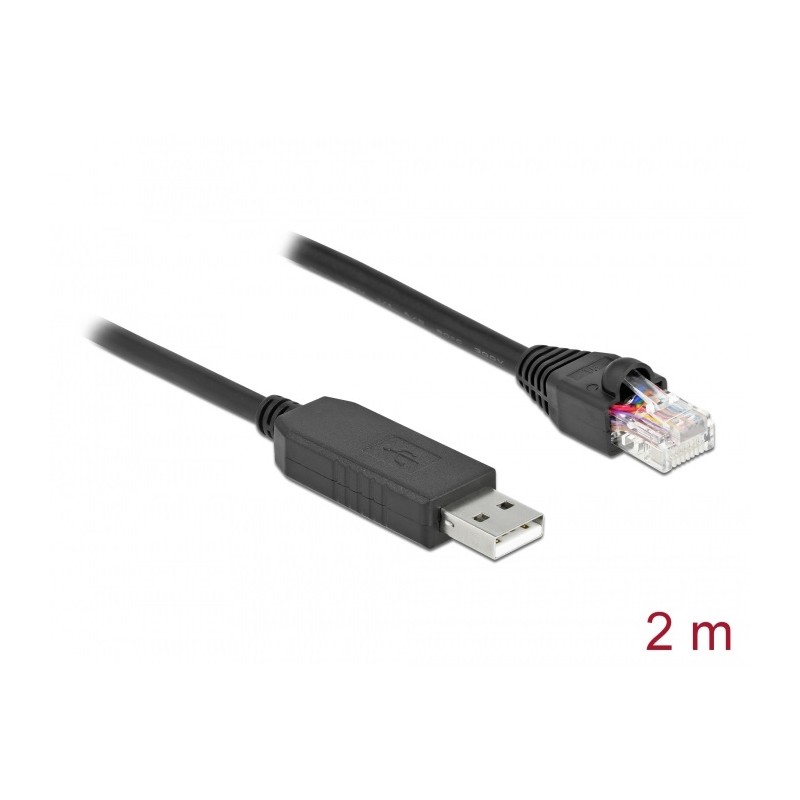 Delock - Sériový adaptér - USB (M) do RJ-45 (M) - 2 m - USB / USB 2.0 / EIA-232 - cerná