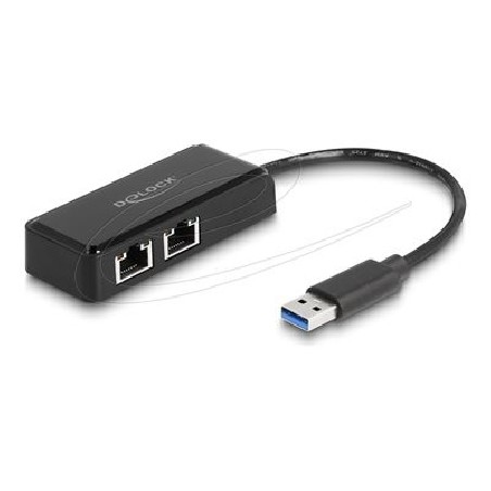 Delock - Sítový adaptér - USB 3.0 - Gigabit Ethernet x 2 - cerná