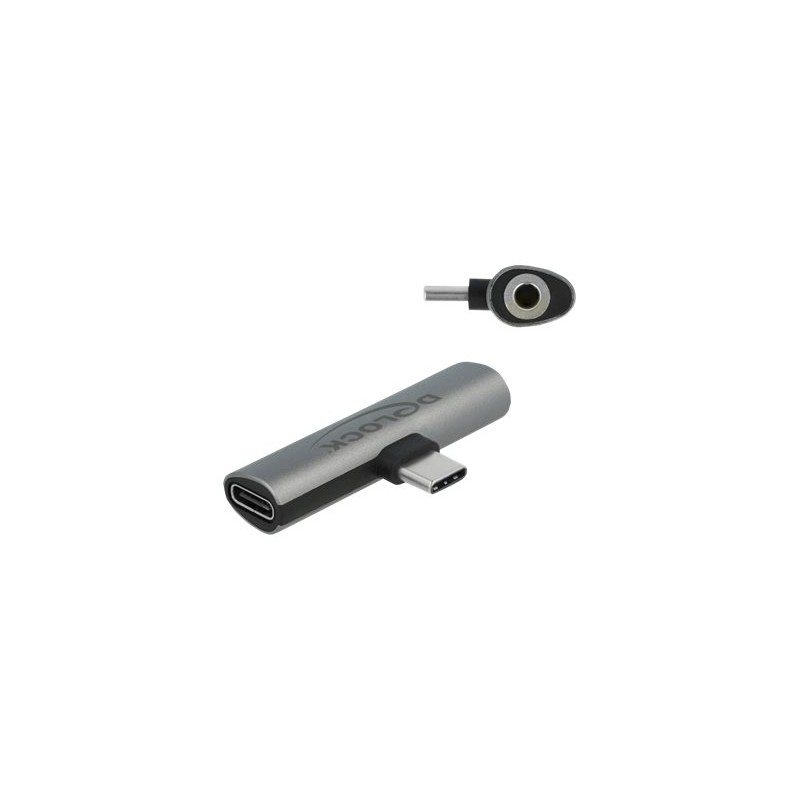 Delock - USB-C na jack sluchátek / napájecí adaptér - 24 pin USB-C s piny (male) do mini jack, 24 pin USB-C se zdířkami