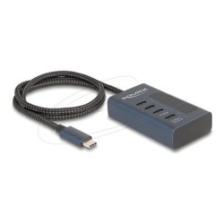 Delock - Rozbocovac - 10 Gbps, z toho 3 x datový port + 1 x datový port a PD 20W s indikátorem napájení - 4 x USB-C - desktop