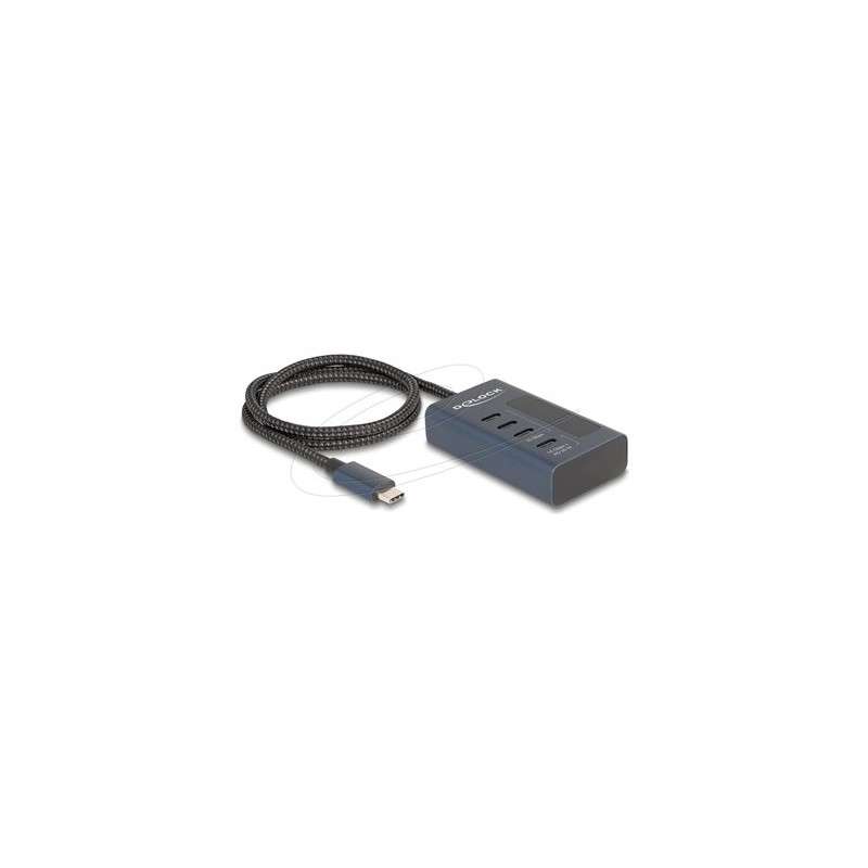 Delock - Rozbocovac - 10 Gbps, z toho 3 x datový port + 1 x datový port a PD 20W s indikátorem napájení - 4 x USB-C - desktop