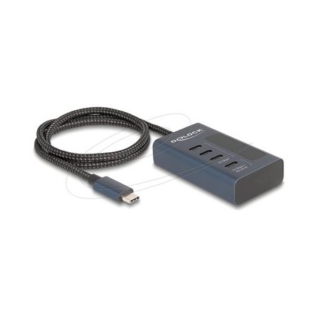 Delock - Rozbocovac - 10 Gbps, z toho 3 x datový port + 1 x datový port a PD 20W s indikátorem napájení - 4 x USB-C - desktop