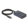 Delock - Rozbocovac - 10 Gbps, z toho 3 x datový port + 1 x datový port a PD 20W s indikátorem napájení - 4 x USB-C - desktop