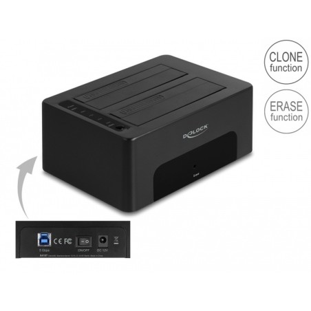 Delock - Dokovací stanice HDD/SSD - oddílu: 2 - 2,5" / 3,5" sdílené - SATA 6Gb/s - USB 3.0 - cerná
