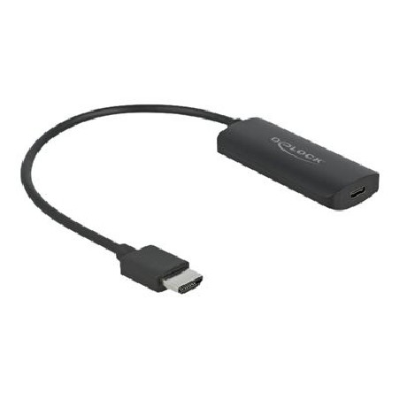 Delock - Video adaptér - HDMI s piny (male) do 24 pin USB-C se zdírkami (female) - 18 cm - cerná - podpora 8K30 Hz (7680 x