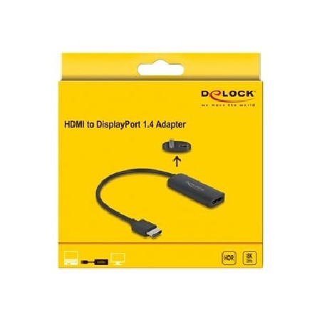 Delock - High Speed - video adaptér - HDMI, Micro-USB typ B (pouze napájení) s piny (male) do DisplayPort se zdírkami (female)