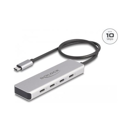 Delock - Rozbocovac - 10 Gbps, s pripojovacím kabelem 35 cm - 4 x USB-C - desktop