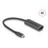 Delock - Video adaptér - 24 pin USB-C s piny (male) do HDMI se zdírkami (female) - 20 cm - šedá - podpora 8K30 Hz (7680 x