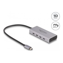 Delock - Rozbocovac - 10 Gbps, PD 85 W, s pripojovacím kabelem 30 cm - 5 x USB-C - desktop