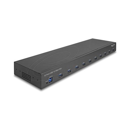 Delock - Rozbocovac - 19", industry, 10 Gbps - 10 x USB 3.2 Gen 2 - desktop, Lze montovat do rozvadece