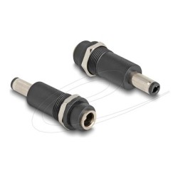 Delock - Adaptér napájení - DC jack 5,5 x 2,5 mm (M) do DC jack 5,5 x 2,1 mm (F) se závitem - cerná