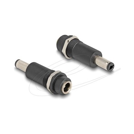 Delock - Adaptér napájení - DC jack 5,5 x 2,5 mm (M) do DC jack 5,5 x 2,1 mm (F) se závitem - cerná