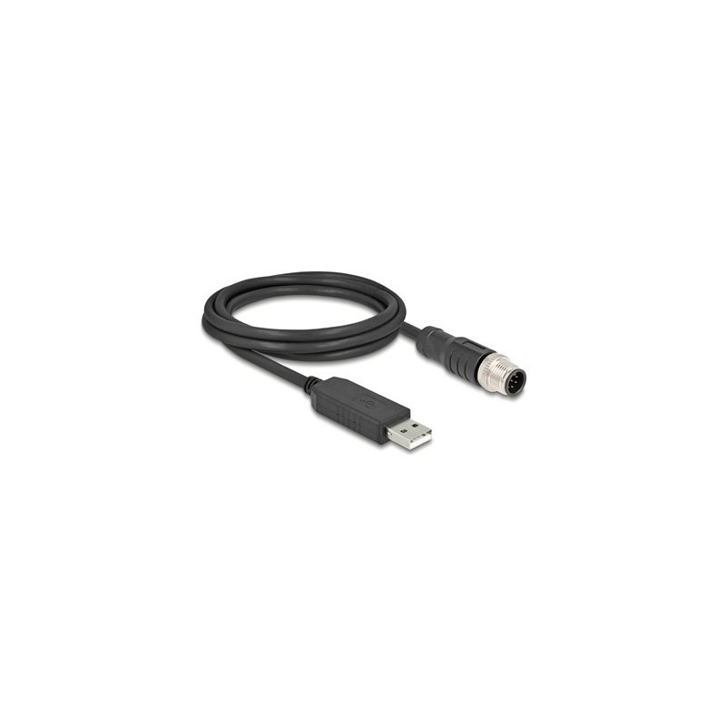 Delock - USB / sériový kabel - USB (M) do 8kolíkový M12 (M) - 1.8 m - podporuje sériové rozhraní RS-232 - cerná