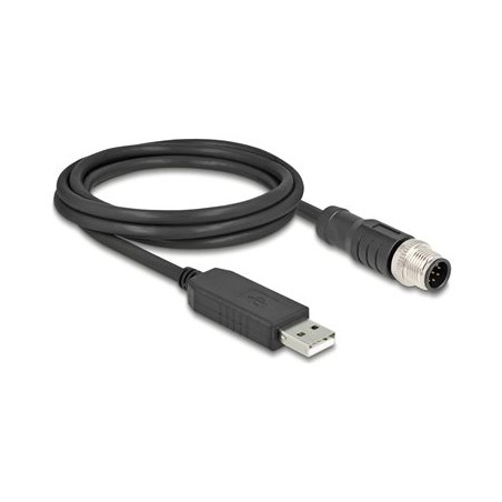 Delock - USB / sériový kabel - USB (M) do 8kolíkový M12 (M) - 1.8 m - podporuje sériové rozhraní RS-232 - cerná